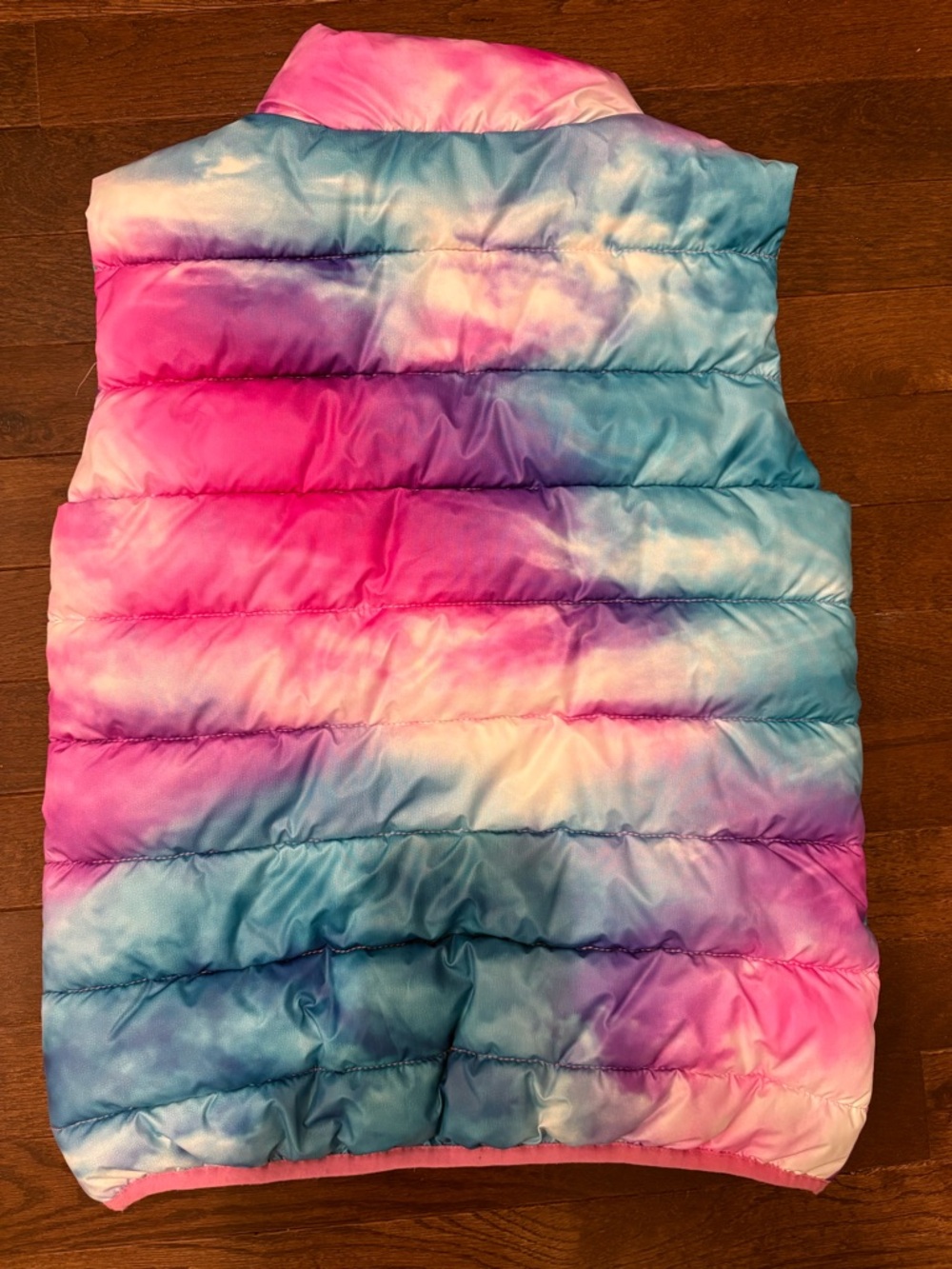 Appaman Girls Tie Dye Puffer Vest Size 8 Pink Blue Purple Zip Front Jacket - Picture 5 of 10